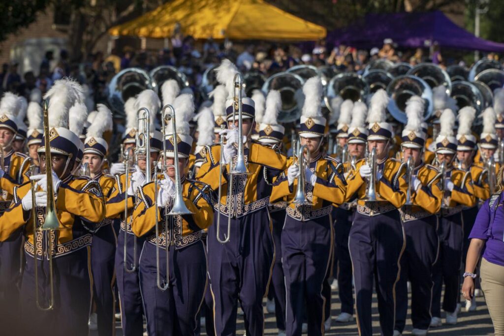 LSU Band Marching Down Victory Hill